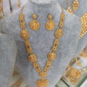 UAE Dubai Gold Plated Jewelry Set African Style Wedding Necklace and Earrings for Women Fashion
