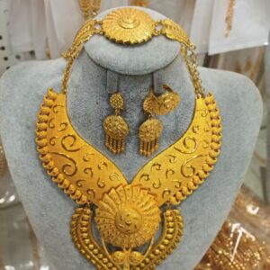 Oman Exquisite 18K Gold Plated Jewelry Set Women's Luxury Necklace Bracelet Earrings Ring 4pcs