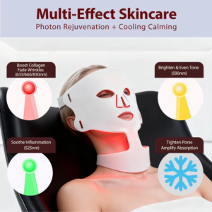 B2B LED Ice Compress Facial & Neck Mask Manufacturer E114B | Wholesale OEM ODM 150 LED Light Therapy Skincare Device Supplier